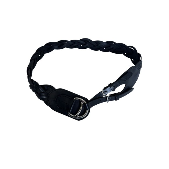 Ralph Lauren Tri-Strap Stirrup Buckle Belt Black Braided Leather Womens Medium main image 7